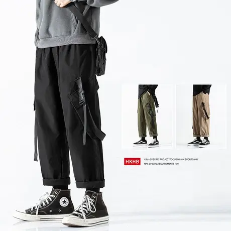 春秋季工装裤男潮牌胖子大码束脚宽松直筒裤休闲长裤韩版潮流裤子商品大图