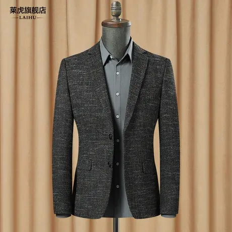 秋季新款休闲西服男士上衣韩版时尚复古单件格子小西装外套男修身图片