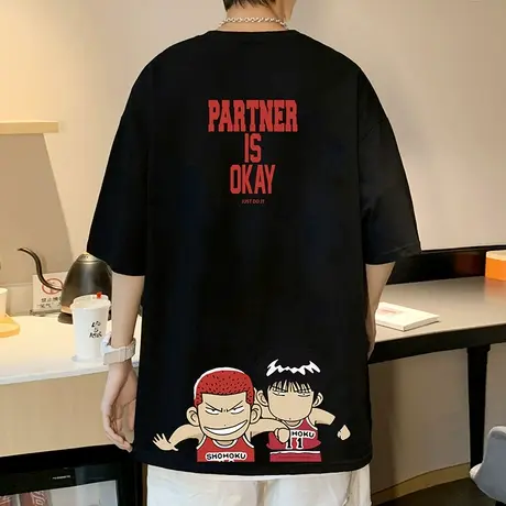 灌篮高手短袖t恤男夏季宽松纯棉ins潮牌打底衫流川枫篮球半袖体恤图片