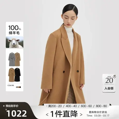 【达人直播】播broadcast绵羊毛直身版型经典翻领毛呢外套商品大图