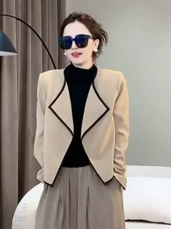 短外套修身显瘦2023新款小西装时尚小香风春秋小外套短款西服上衣商品大图