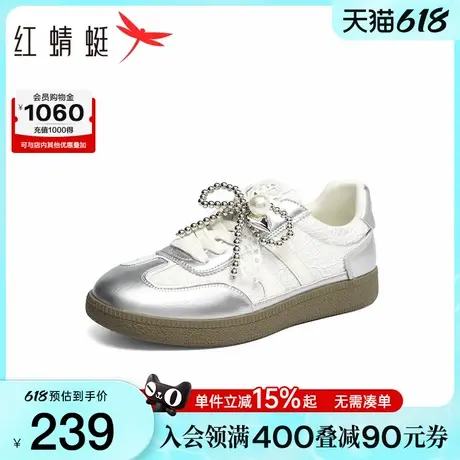 红蜻蜓芭蕾风德训鞋2025秋季新款女鞋蕾丝鞋子女款休闲运动阿甘鞋商品大图