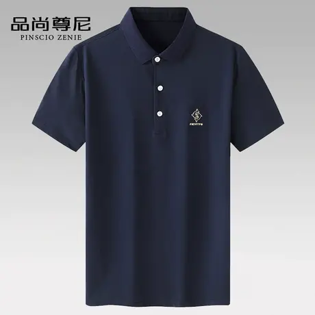 爸爸短袖t恤翻领丝光棉亲肤简约宽松Polo衫中老年人夏装男爷爷装商品大图