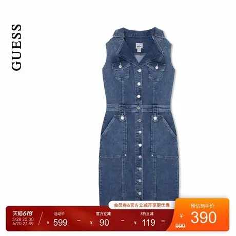 GUESS 女士多口袋水洗工装牛仔连衣裙-W4GK95D5922图片