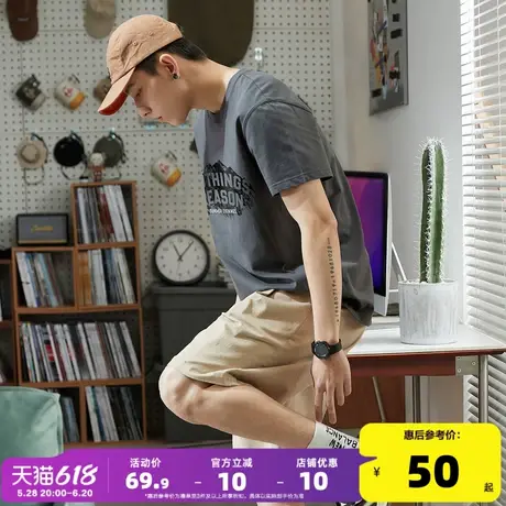唐狮2025春季新款男短袖T恤图案印花宽松圆领上衣潮流内搭打底衫t商品大图