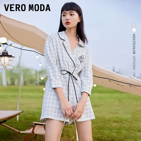 Vero Moda奥莱连体裤秋冬清仓休闲慵懒风廓形格纹高腰短裤子女商品大图