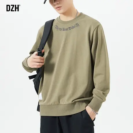 男士刺绣圆领卫衣男春秋季潮牌复古宽松大码上衣青少年打底衫外套商品大图