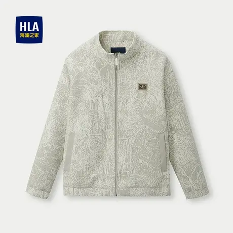 HLA/海澜之家休闲夹克2025秋冬新款立领时尚花纹贴标点缀外套男商品大图