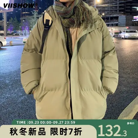 VIISHOW加绒加厚连帽棉衣男生冬季2023年新款潮宽松面包棉服外套商品大图
