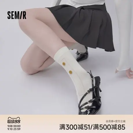 森马女士袜子秋冬女生个性ins潮袜2025新款长筒纯色学生中筒棉袜商品大图