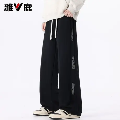 雅鹿2026秋冬新款休闲阔腿卫裤男户外保暖宽松加绒加厚直筒弯刀裤商品大图