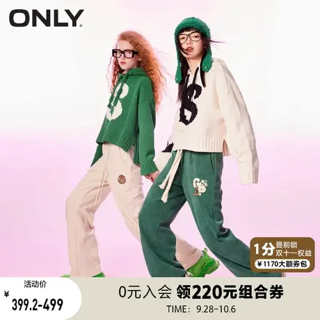 ONLY奥莱夏季复古运动风软糯宽松连帽上衣针织衫女商品大图