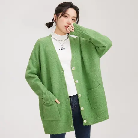 尔给中长款慵懒风毛衣外套女秋冬2022新款高级感oversize图片