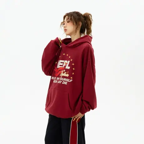 YEP潮牌复古连帽卫衣女2023新款爆款春秋款情侣宽松oversize外套商品大图