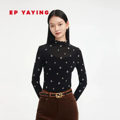 EP YAYING雅莹女装 立领波点长袖网纱内搭打底衫 商场同款5599Z图片
