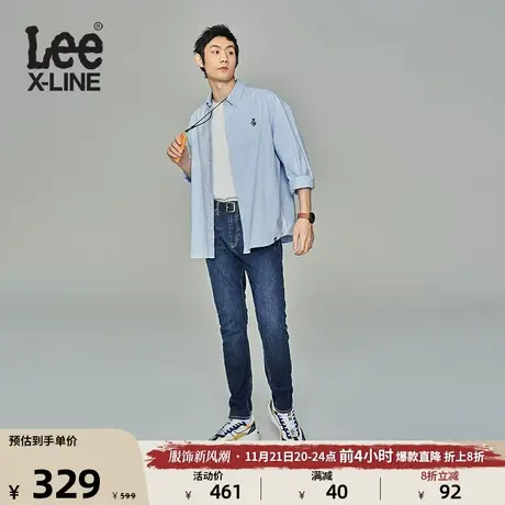 Lee23新品705中腰锥形中深蓝色男款牛仔长裤日常休闲潮流图片