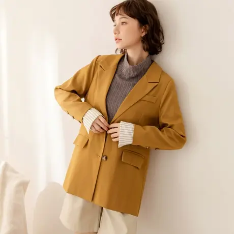 桔熊春秋季休闲宽松假两件套条纹拼西装外套女微胖妹妹大码EA3438图片