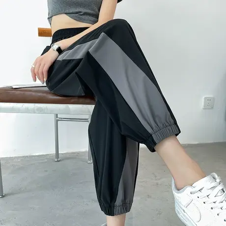 束脚速干休闲裤女九分哈伦裤夏季薄款宽松显瘦防晒冰丝萝卜运动裤商品大图