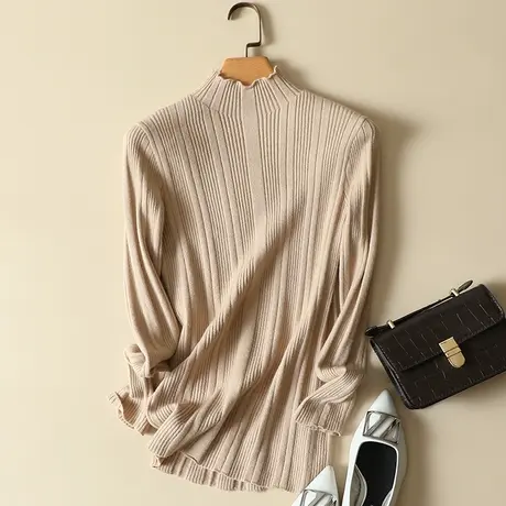 清仓！2022秋冬新款显瘦半高领韩版修身针织衫套头内搭洋气打底商品大图