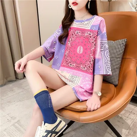 ins超火短袖t恤女夏装网红中长款打底衫韩版潮学生宽松半袖上衣服商品大图