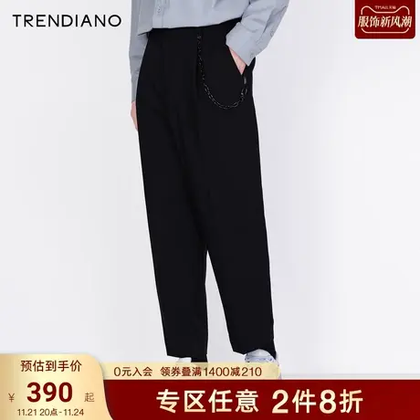 TRENDIANO新款秋冬潮牌男装时尚简约可拆卸链条饰边休闲长裤商品大图