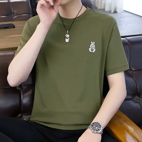 2023夏季新款兔年短袖男士t恤韩版潮流刺绣百搭圆领半袖打底衫ins商品大图