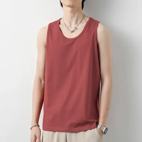 纯棉背心男士夏季薄款健身篮球纯色运动坎肩跨栏宽肩无袖t恤吊带商品大图