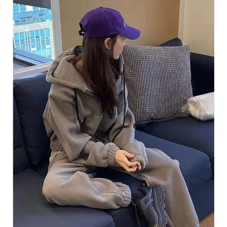 卫衣套装女春秋新款时尚大码女装运动服两件套洋气减龄胖mm200斤图片