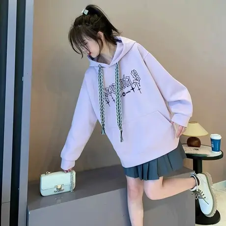 宽松慵懒风连帽卫衣女2024新款春季洋气减龄网红百搭春秋薄款外套商品大图