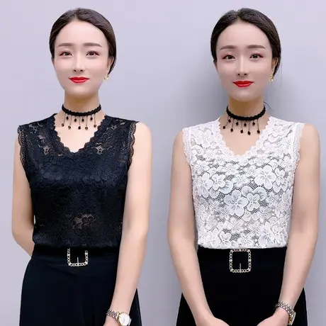 蕾丝背心女秋冬内搭短款大码吊带打底无袖外穿上衣假领子百搭假领商品大图