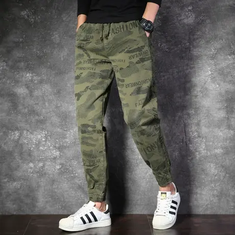时尚潮流裤子男款夏季百搭工装裤迷彩工装裤九分裤男款夏季工装裤商品大图