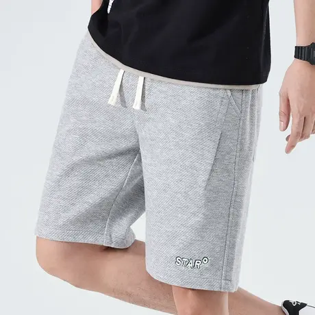 针织薄款运动中裤子美式休闲夏季短裤男士半截外穿五分冰丝大裤衩商品大图