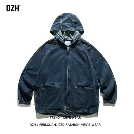 男士连帽牛仔外套男春秋款新款2023爆款牛仔衣褂子情侣装美式夹克商品大图