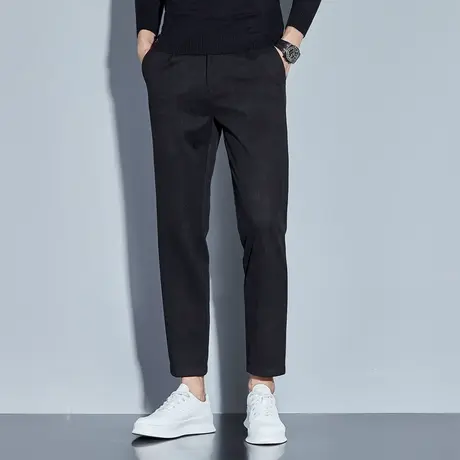 男士修身直筒韩版潮流九分西装裤休闲裤子厚款毛呢正装弹力长裤商品大图
