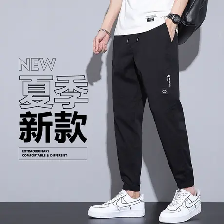 夏季轻薄款宽松弹力工装裤男士束脚宽松九分休闲裤子男裤潮牌夏天商品大图