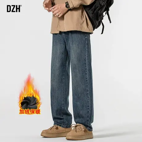 青少年裤子男款加厚加绒牛仔裤男秋冬款直筒休闲裤2025新款加绒裤图片