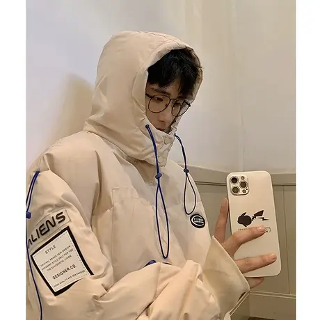 厚款连帽棉衣男冬季新款保暖情侣棉袄子oversize美式宽松休闲棉服商品大图