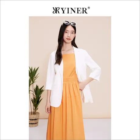 YINER音儿女装春季通勤戗驳领七分袖西装外套上衣图片