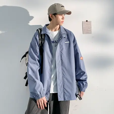 唐狮蓝色牛仔外套春秋装新款男士薄款夹克休闲潮流外套青少年衣服图片