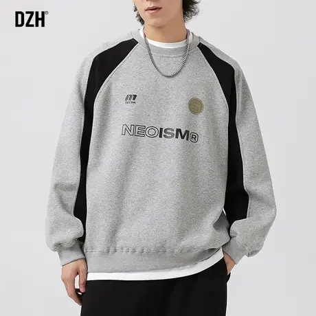 男士灰色卫衣男潮牌美式高街男装衣服2024新款情侣装外套春秋上衣商品大图