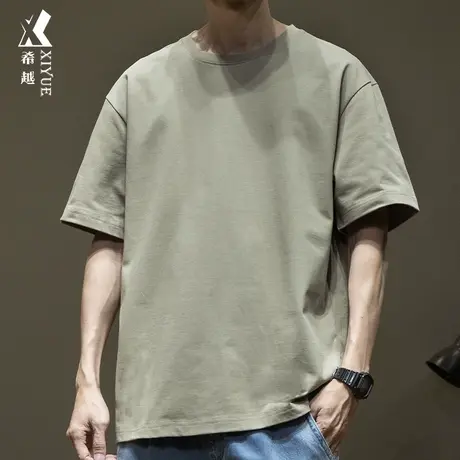 希越美式重磅280g短袖T恤男2024春夏新款宽松大码男士休闲打底衫商品大图