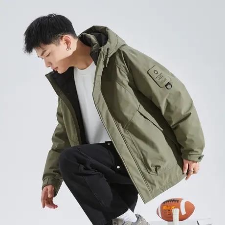 唐狮2024新款男款羽绒服连帽潮工装简约百搭外套户外上衣ins2.27图片