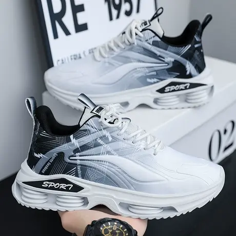 男鞋春夏季透气潮流渐变运动鞋男款中学生休闲增高老爹鞋2024新款商品大图