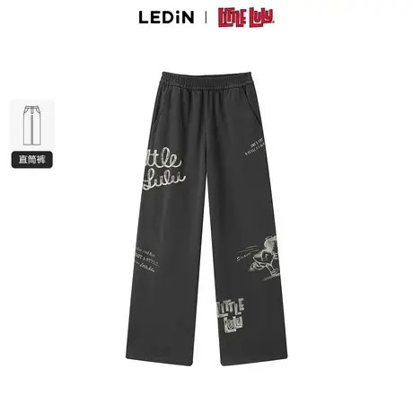 【Little Lulu联名】乐町2024夏季新款涂鸦针织阔腿长裤C2GHE2133商品大图