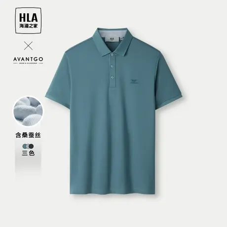 HLA/海澜之家轻商务经典系列POLO衫2024春夏新款含桑蚕丝短袖男图片