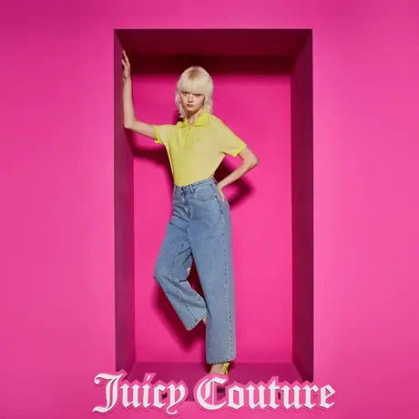 Juicy Couture橘滋女装新款柠檬系金丝立体坑条翻领女针织衫商品大图