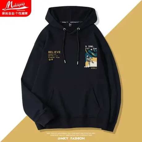 欧美潮牌ins胸标宇航员nasa连帽卫衣男士春秋2022年新款外套衣服图片