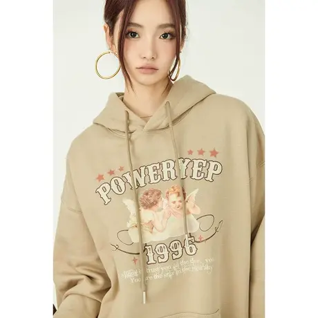 YEP连帽卫衣女春秋款2023新款春装ins潮牌宽松美式复古外套上衣bf商品大图