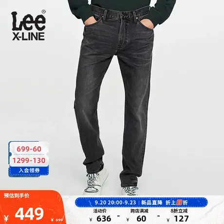 LeeXLINE23秋冬新品中腰多版型五袋款男磨毛保暖黑牛仔裤休闲潮流图片