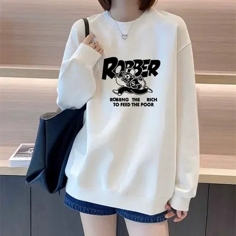 秋装卫衣女圆领套头韩系慵懒风宽松百搭套头上衣2023年新款爆款冬商品大图